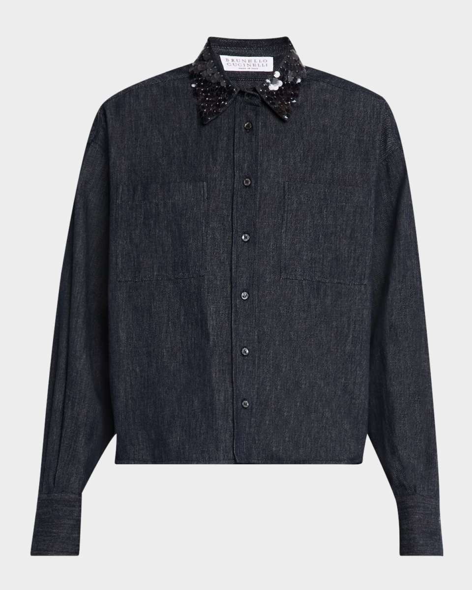 Sequin-Collar Blous